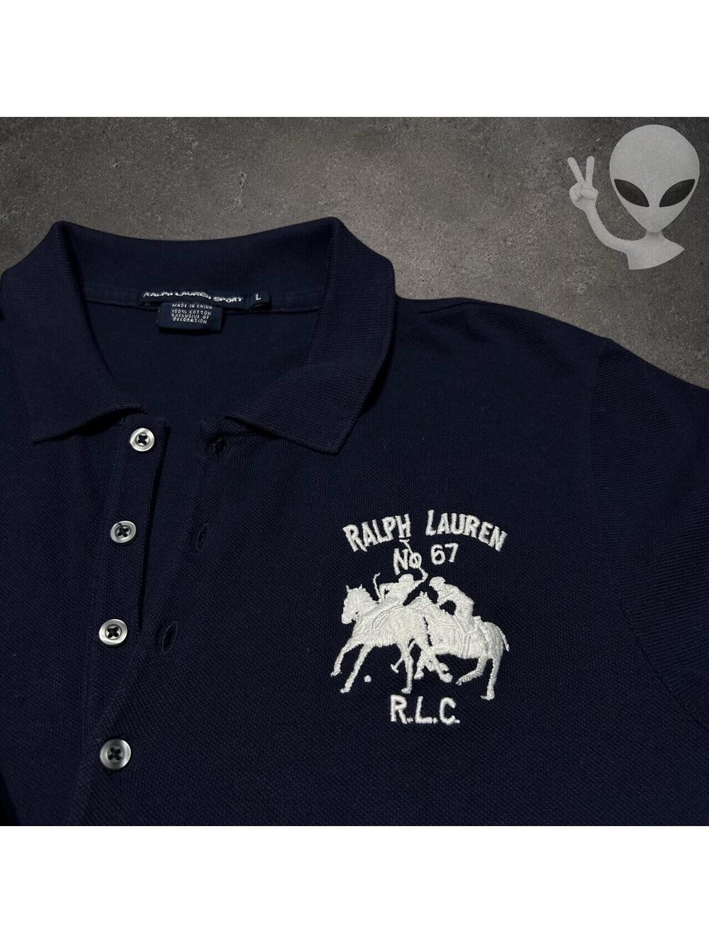 Ralph Lauren Sport Dual Match Big Pony Polo Shirt Women's L Navy Cotton - Picture 5 of 8